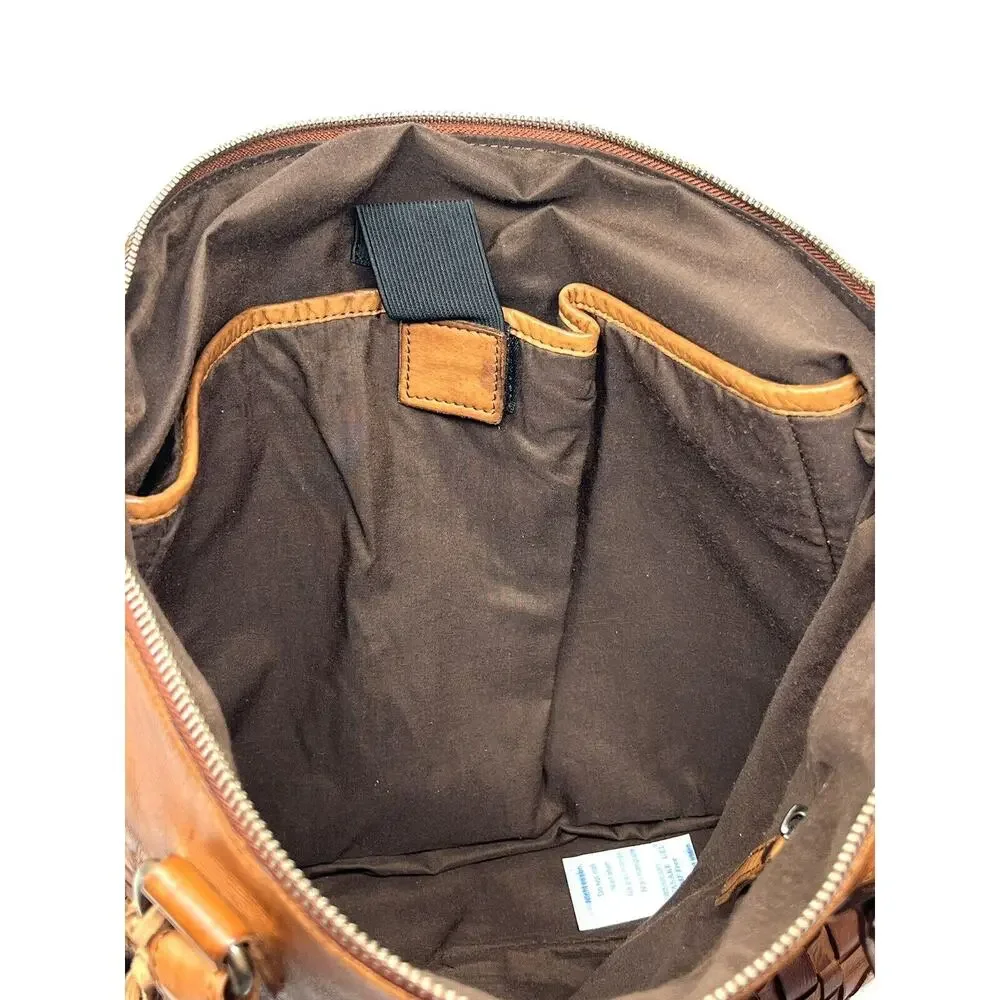 Vilenca Holland Laptop Shoulder Tote Bag Distressed Leather Brown Cognac NWT